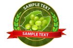 Round Label with Grapes and Sample Text